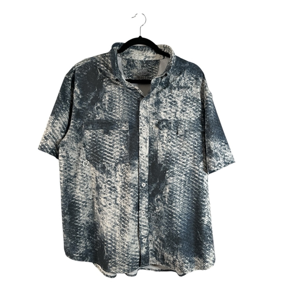 Silver Bait Men’s Fishing Vented Shirt Short Sleeve Button‎ Down Blue/White XL